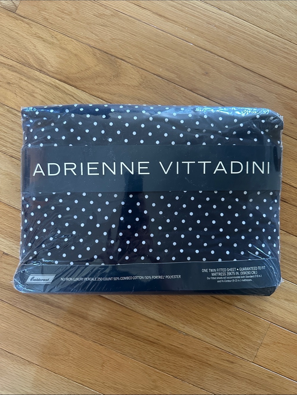 Adrienne Vittadini Navy TWIN Sheet with White Polka Dots
